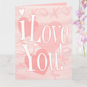 Extra Large Pink I Love You With Hearts Card