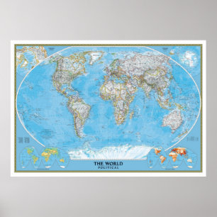 Extra Large Political World Map poster print
