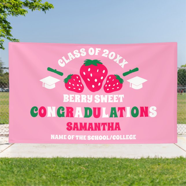 Extra Large Strawberry 2026 Graduation Party Banner (Outside)