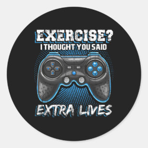 Extra Lives Funny Video Game Controller Retro Game Classic Round Sticker
