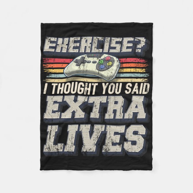 Extra Lives Funny Video Game Controller Retro Game Fleece Blanket (Front)