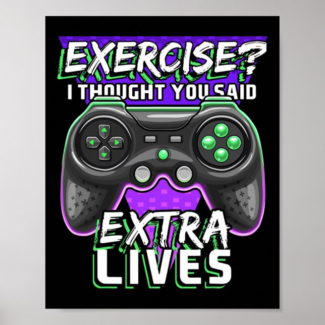 Extra Lives Funny Video Game Controller Retro Game Poster (Front)