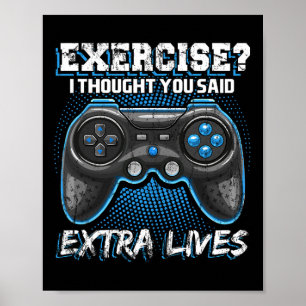 Extra Lives Funny Video Game Controller Retro Game Poster