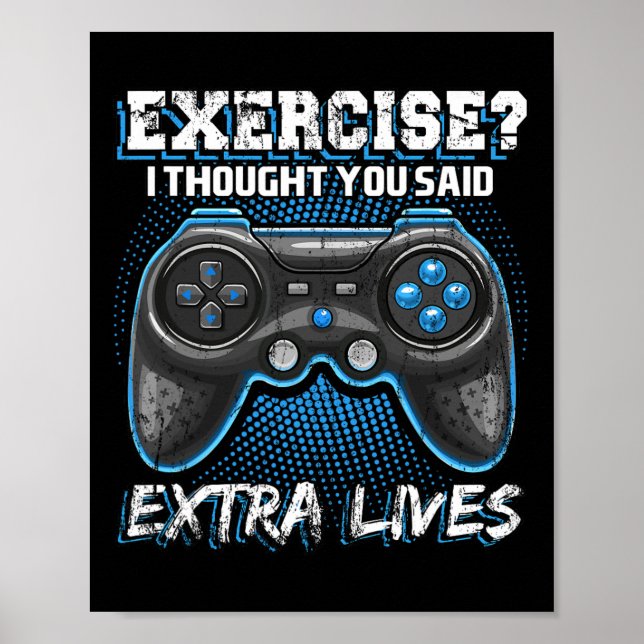 Extra Lives Funny Video Game Controller Retro Game Poster (Front)