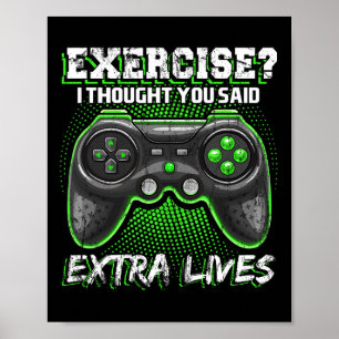 Extra Lives Funny Video Game Controller Retro Game Poster
