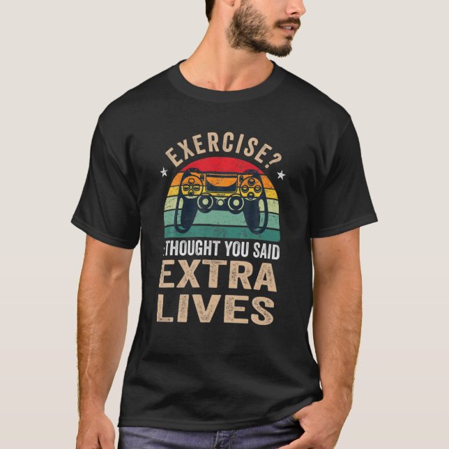 Extra Lives Funny Video Game Controller Retro Game T-Shirt (Front)