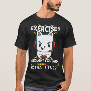 Extra Lives   Video Game Controller Retro Cat Game T-Shirt