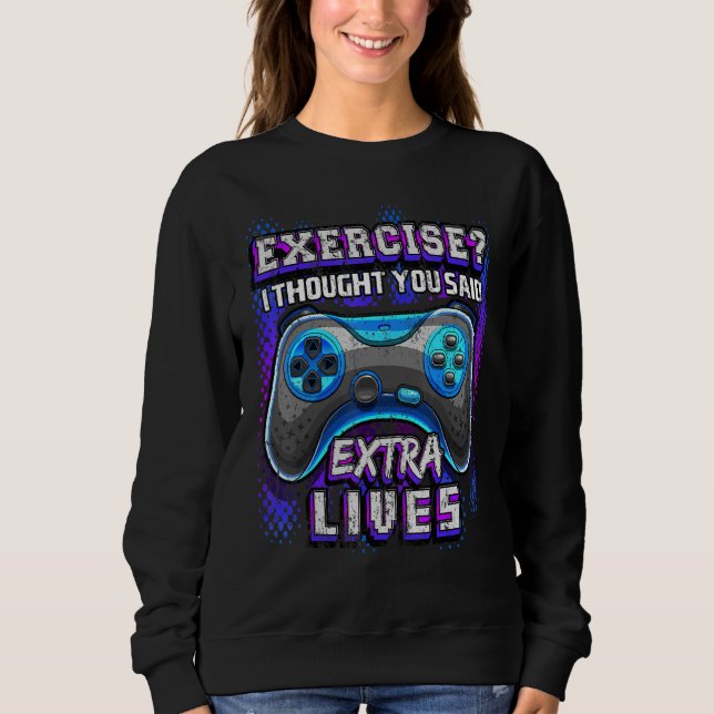Extra Lives Video Game Controller Retro Gamer Boys Sweatshirt (Front)