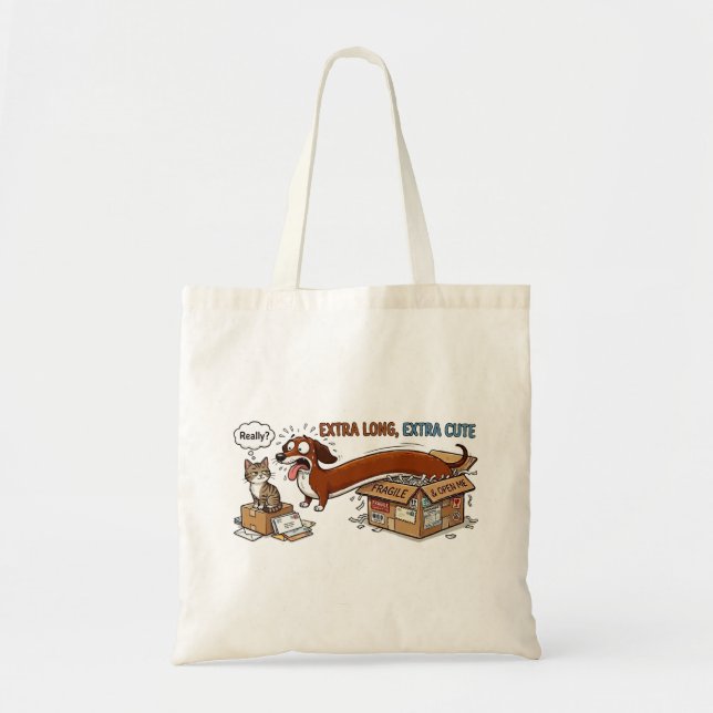 Extra Long Extra Cute Dachshund Tote Bag (Front)