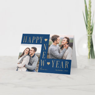 Extra Love Modern Happy New Year Folded Photo Card