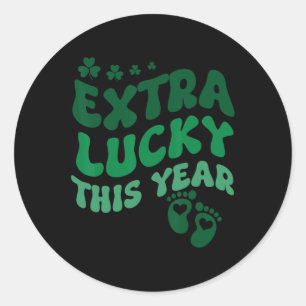 Extra Lucky Pregnancy Announcement St Patricks Day Classic Round Sticker