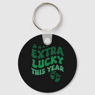 Extra Lucky Pregnancy Announcement St Patricks Day Key Ring