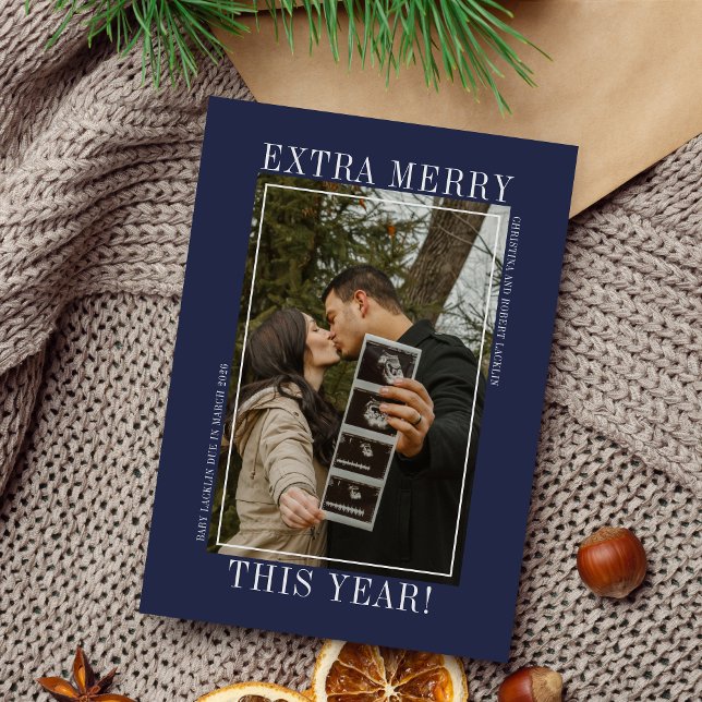 Extra Merry Christmas Happy Holidays Photo Holiday Card (Creator Uploaded)