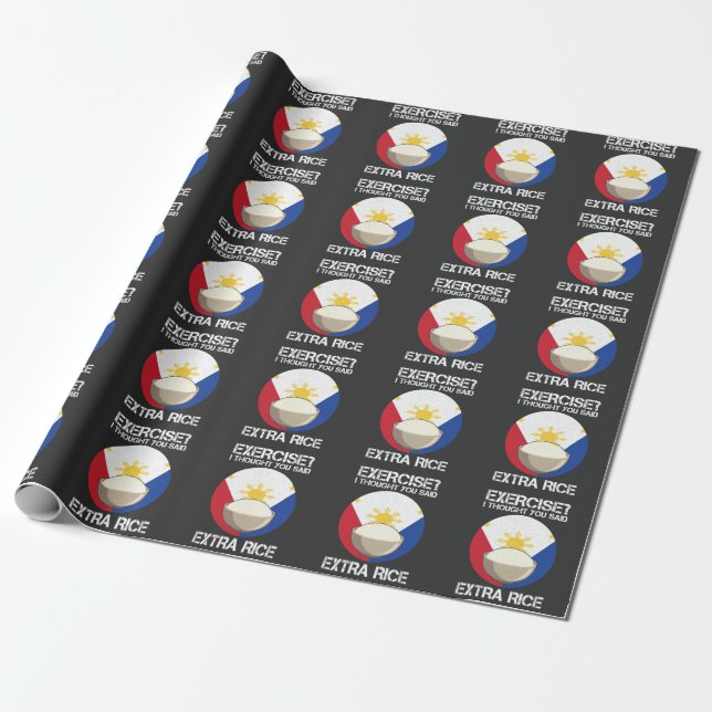 Extra Rice Philippines Fitness Humor Weightlifting Wrapping Paper (Unrolled)