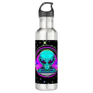 Extra Terrestrial Alien Flying a UFO 710 Ml Water Bottle