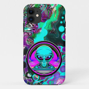Extra Terrestrial Alien Flying a UFO Case-Mate iPhone Case