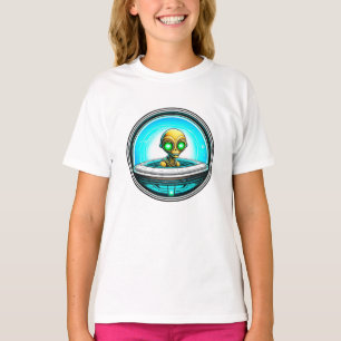 Extra Terrestrial Alien Flying a UFO T-Shirt