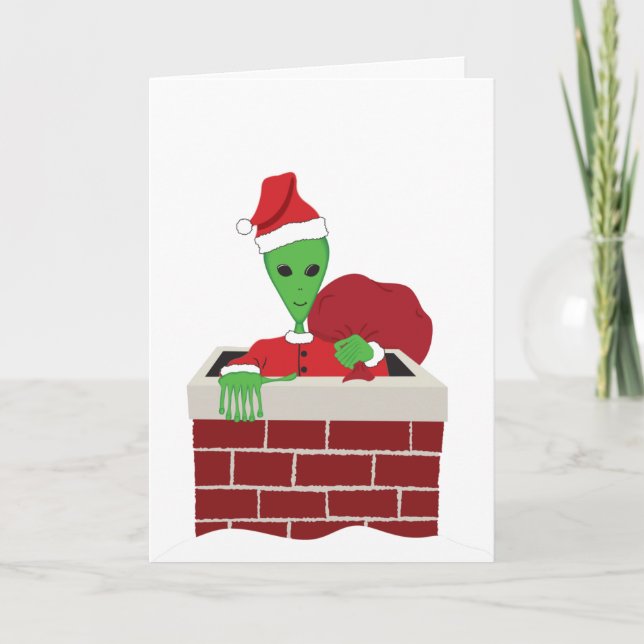 Extra-Terrestrial Santa Holiday Card (Front)