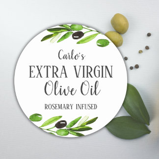 Extra Virgin Olive Oil Bottle Modern Green Product Classic Round Sticker
