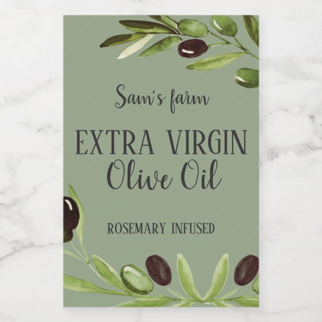 Extra Virgin Olive Oil Bottle Modern Product Label (Single Label)