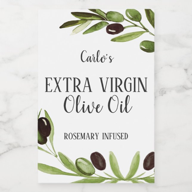 Extra Virgin Olive Oil Bottle Modern Product Label (Single Label)
