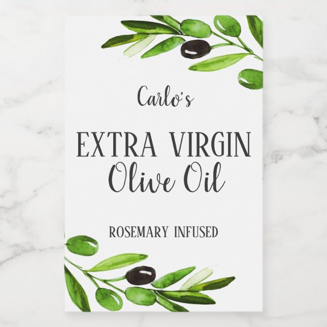 Extra Virgin Olive Oil Bottle Modern Product Label (Single Label)