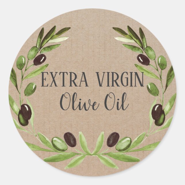 Extra Virgin Olive Oil Bottle Rustic Product Label (Front)
