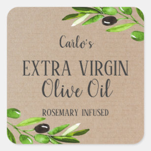 Extra Virgin Olive Oil Bottle Rustic Product Square Sticker