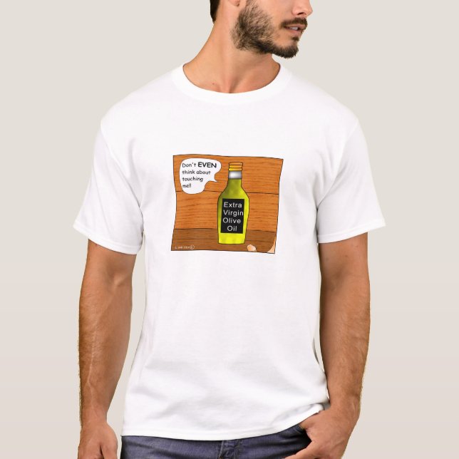 Extra Virgin Olive Oil Cartoon T-shirt (Front)
