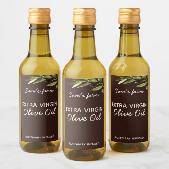 Extra Virgin Olive Oil Modern Rustic Bottle Label (Bottles)