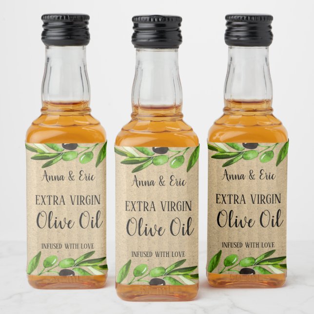 Extra Virgin Olive Oil Wedding Favor Bottle label (Bottles)
