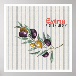 Extra Virgin Vibrant Mediterranean Olive Branch Poster