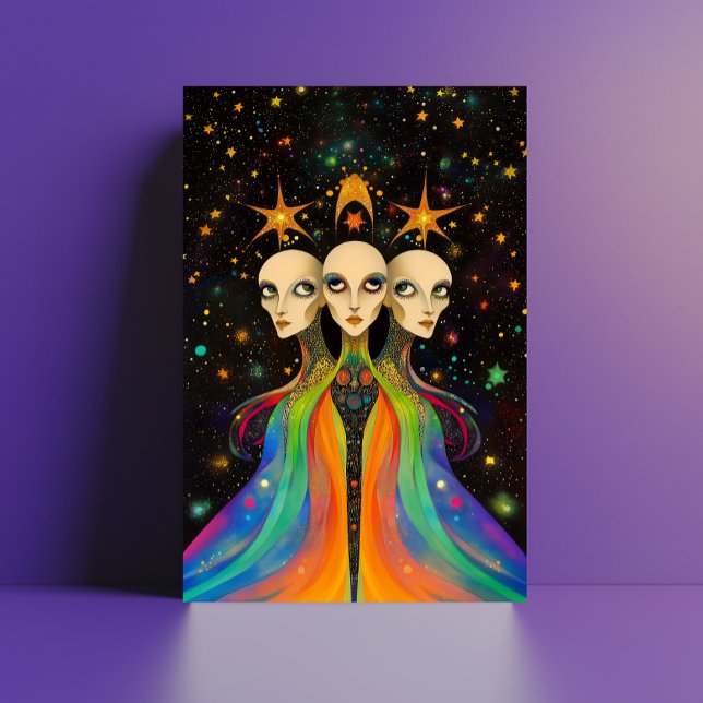 Extragalactic Star Trinity Cosmic Light Beings Art Postcard (Creator Uploaded)