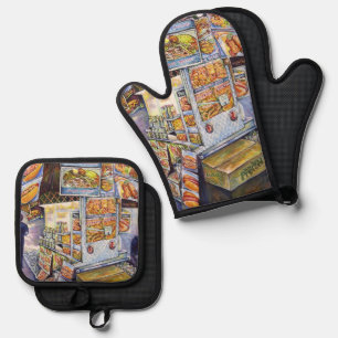Extraordinary Artistic Workload Oven Mitt & Pot Holder Set