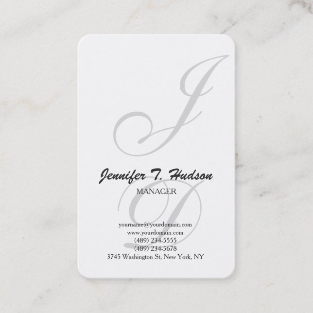 Extraordinary trendy classical script monogram business card (Front)