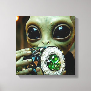 Extraterrestrial Alien and Crystalline Sushi   Canvas Print