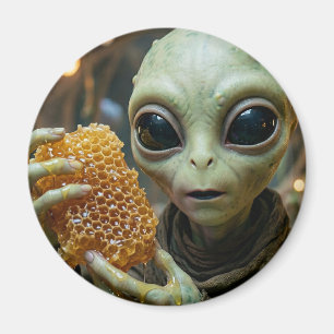 Extraterrestrial Alien Being with Honeycomb Magnet