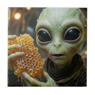 Extraterrestrial Alien Being with Honeycomb Tile