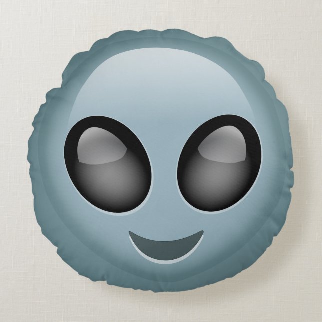 Extraterrestrial Alien Emoji Round Cushion (Front)