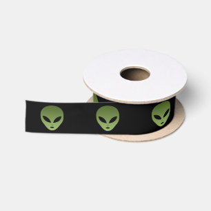 Extraterrestrial Alien Face Satin Ribbon