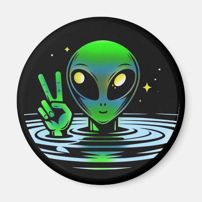 Extraterrestrial Alien giving Peace Sign  Magnet (Front)