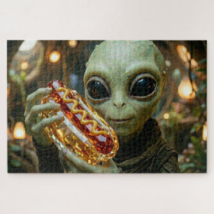 Extraterrestrial Alien with Crystalline Hotdog  Jigsaw Puzzle