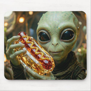 Extraterrestrial Alien with Crystalline Hotdog Mouse Pad