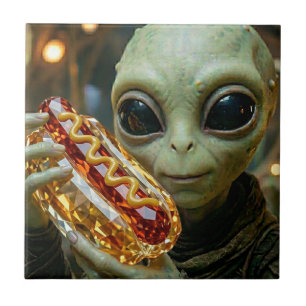 Extraterrestrial Alien with Crystalline Hotdog Tile