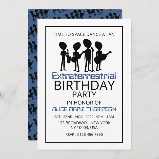 Extraterrestrial Band, Birthday Invitation (Front/Back)