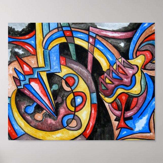 Extraterrestrial Jazz-Modern Bauhaus Geometric Art Poster (Front)