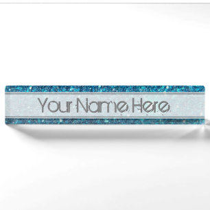 Extravagant Blue Glitter Shine Nameplate