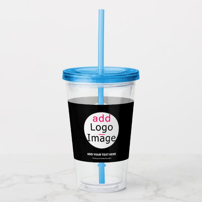 Extravagant Business Chic Customisable Logo Black  Acrylic Tumbler (Front)