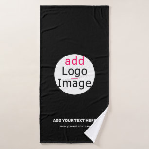 Extravagant Business Chic Customisable Logo Black Bath Towel