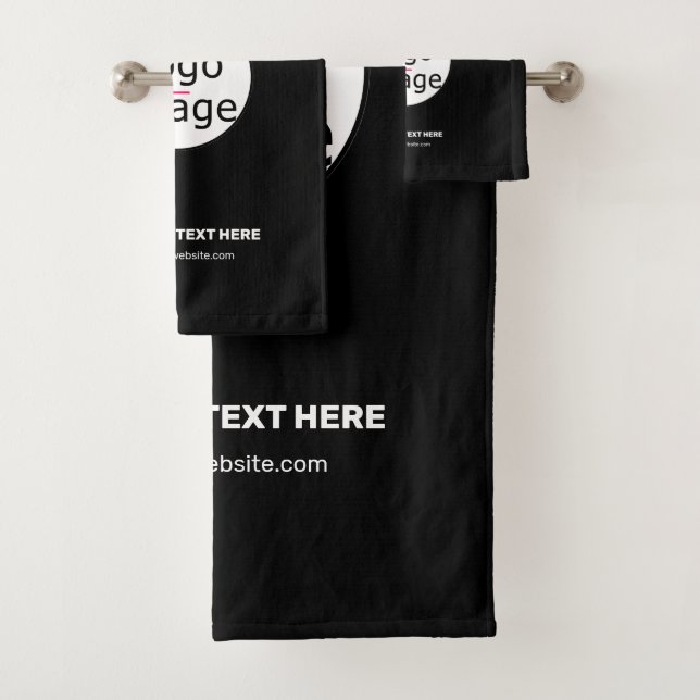 Extravagant Business Chic Customisable Logo Black  Bath Towel Set (Insitu)